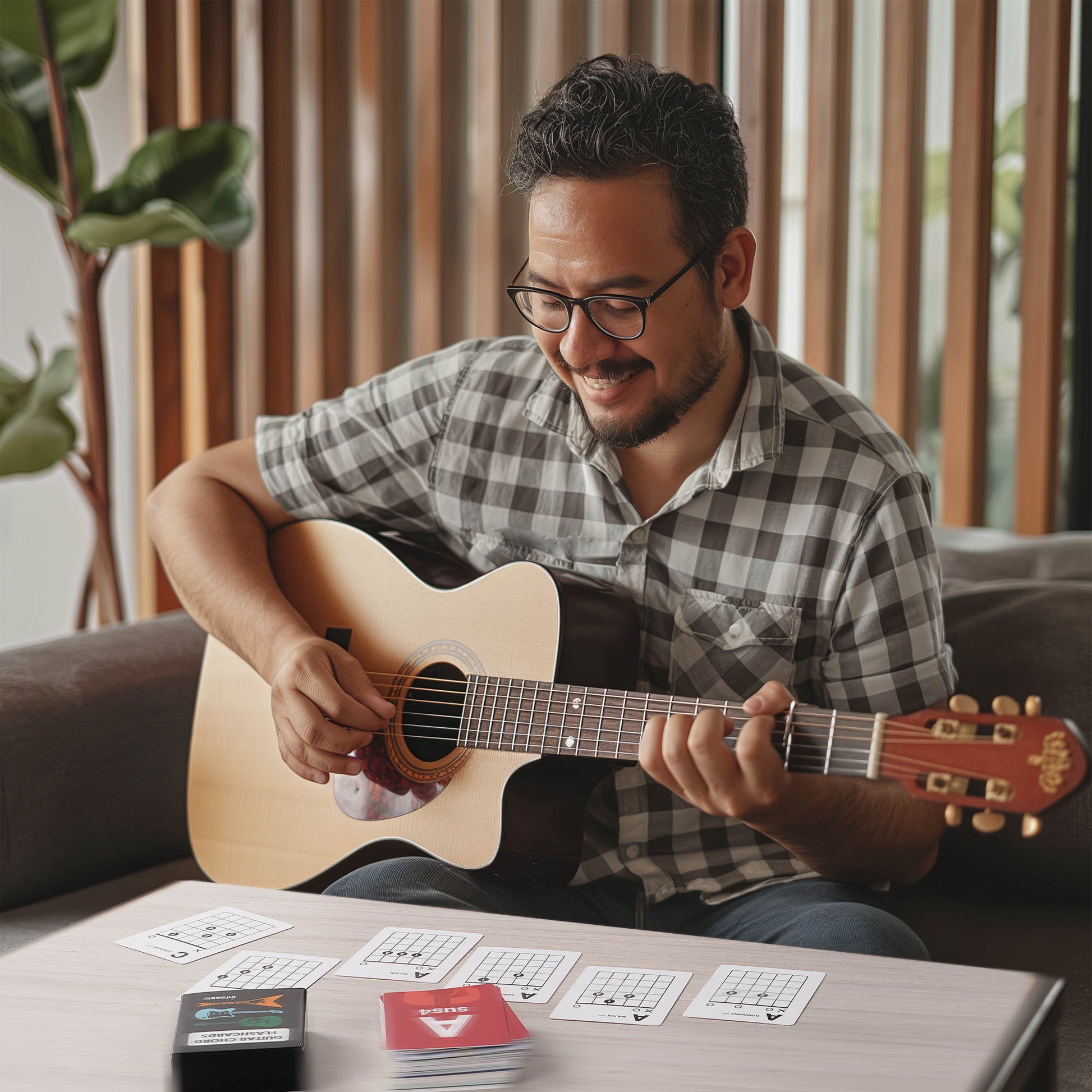 Infassic Guitar Chord Flash Cards - Acoustic & Electric Guitar Learning Cheat Sheets (48 cards)