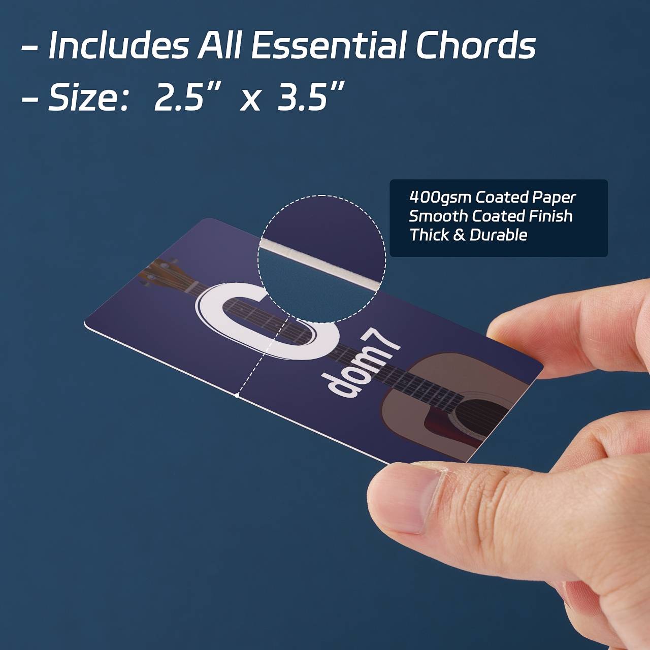 Infassic Guitar Chord Flash Cards - Acoustic & Electric Guitar Learning Cheat Sheets (48 cards)