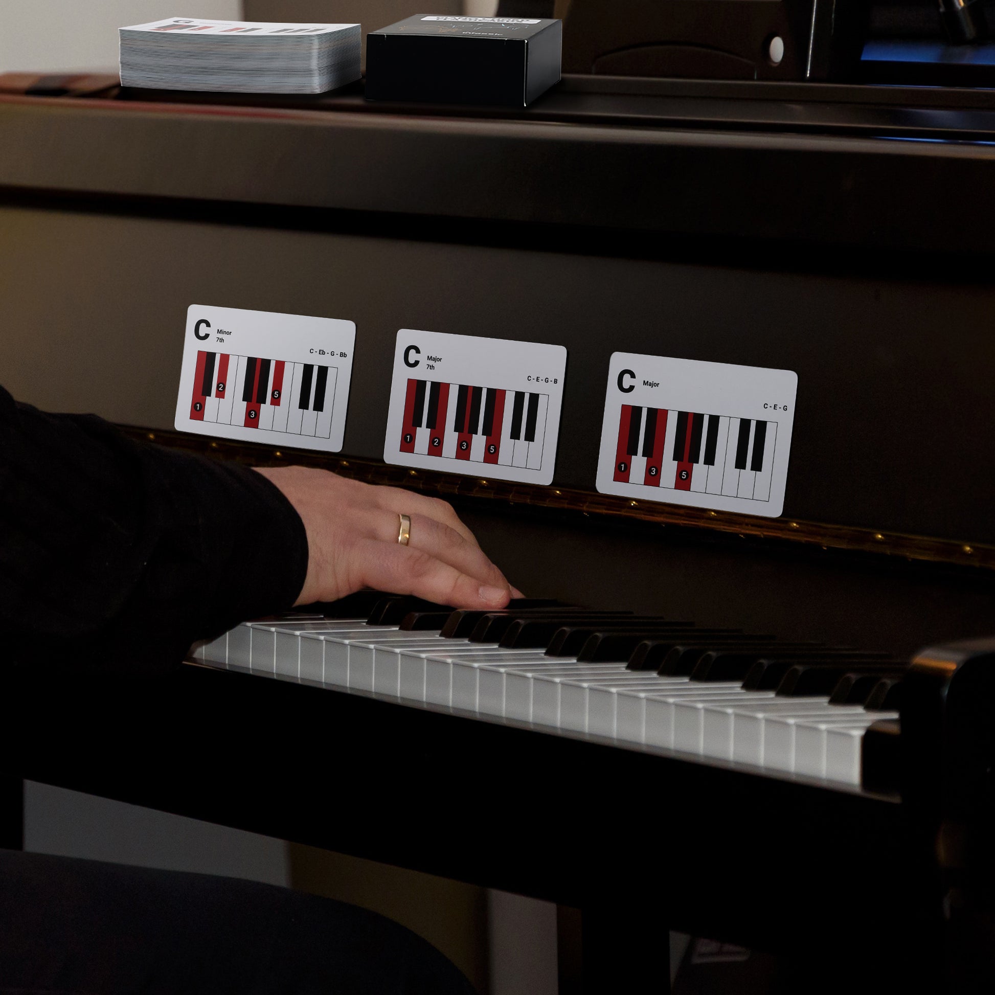 Infassic Piano Chord Flash Cards - Acoustic & Keyboard Piano Learning Cheat Sheets (55 cards)