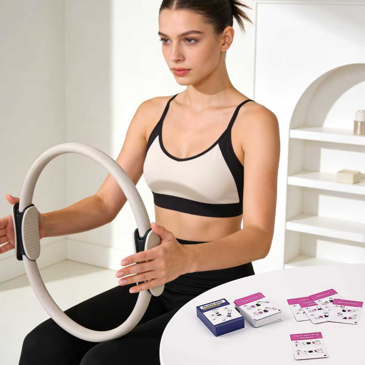 Pilates Ring Workout Cards - Magic Circle Pilates Flashcards - 53 Cards | 2.75” x 3.9”
